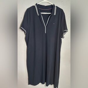 Tommy Hilfiger Women's Essentials Vneck Polo Dress XXL Navy Flag Logo Tennis
